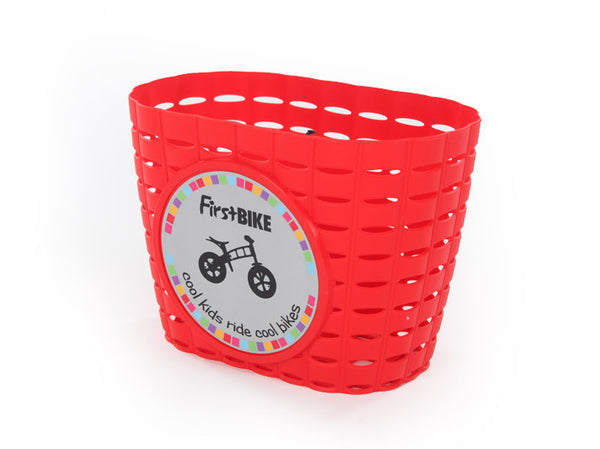 Red childrens bicycle basket