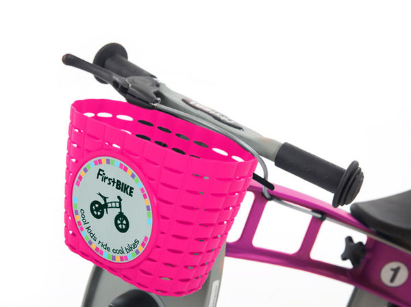 pink children's bicycle basket bike